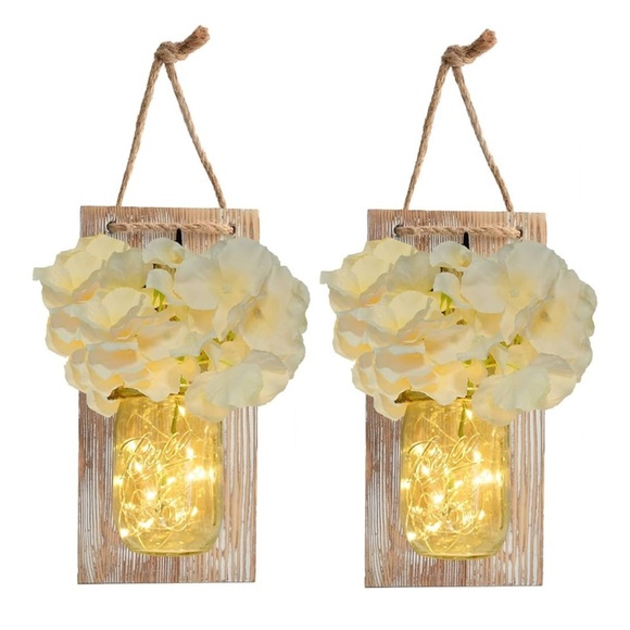 2/$10 Rustic Wall Sconce with Red Flowers - Picture 1 of 3